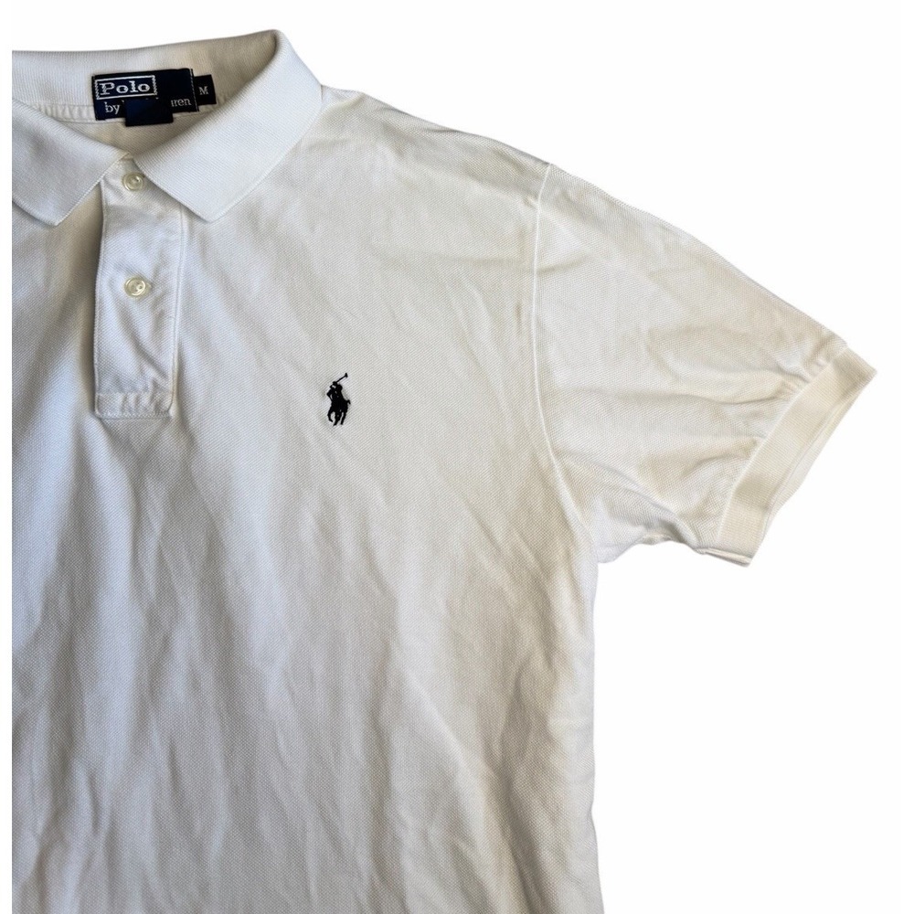 Polo Ralph Lauren Polo Shirt Men Medium White Classic Fit Short Sleeve Pony Logo - Picture 3 of 5